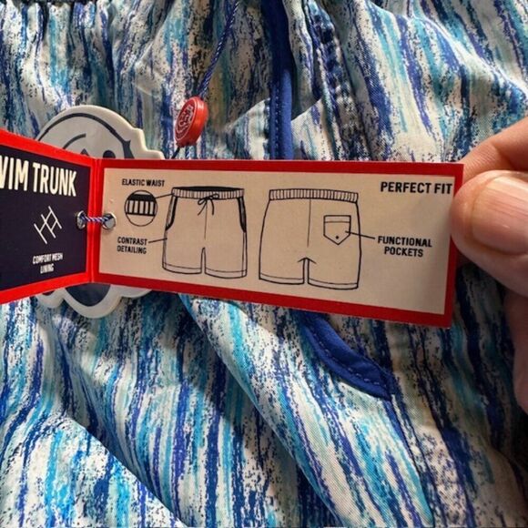 Mr. Swim Paint Smudge Swim Trunks in Blue and White Size Small (NWT) - Picture 6 of 14